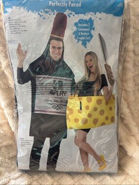 NWT Wine Bottle & Cheese Pair Costume Set - Yellow, Black, Red